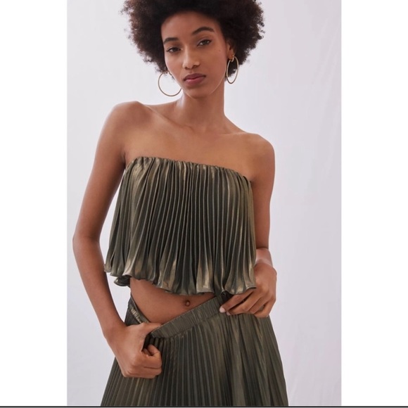 Anthropologie Pleated Metallic Skirt Set - Picture 1 of 7